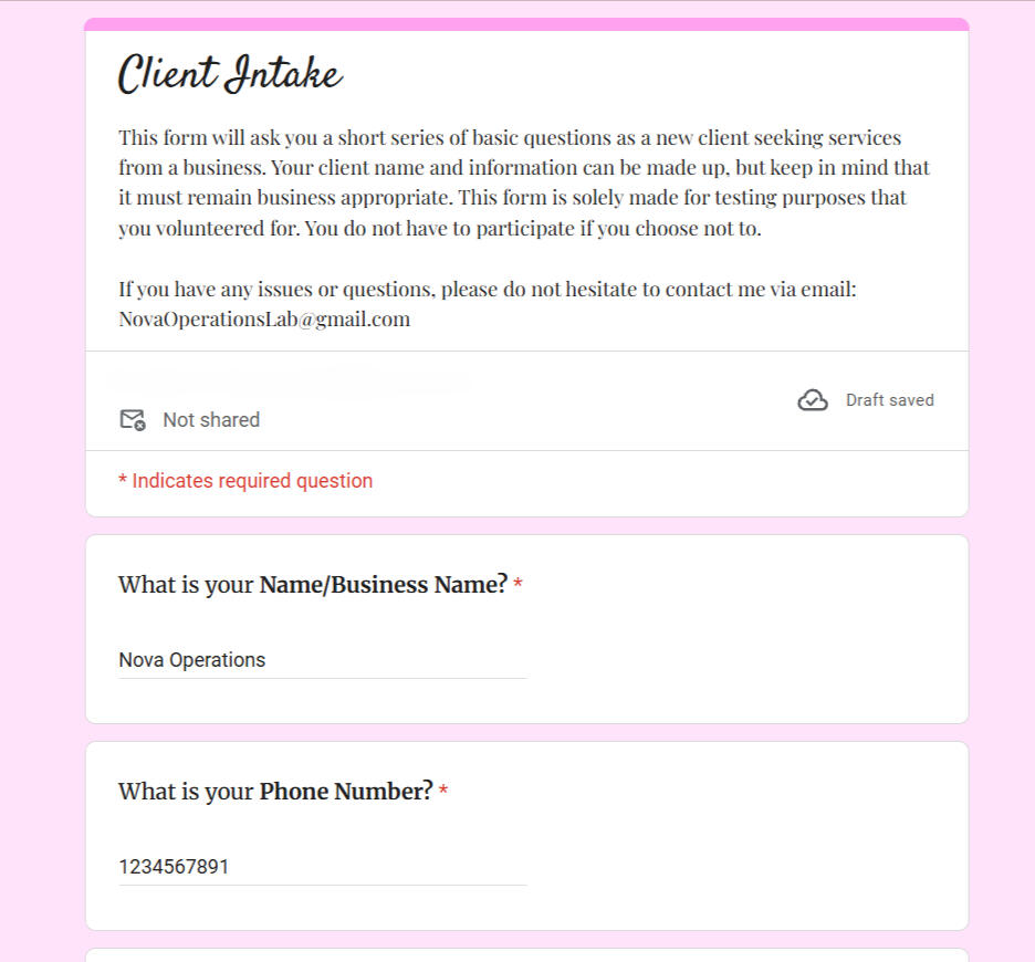 Client Intake Form