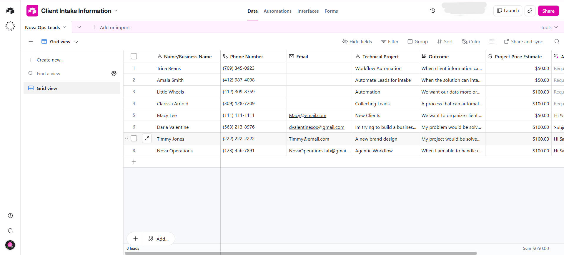 Airtable Lead Organization